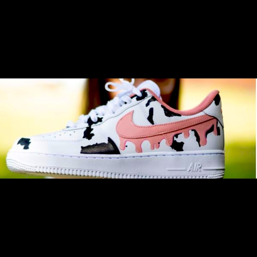 Custom nike air force 1’s (strawberry milk)